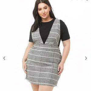 Plus Size Houndstooth Pattern Pinafore Dress ✨